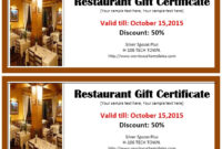 Restaurant Gift Certificate 1 – Printable Samples for Unique Restaurant Gift Certificates Printable