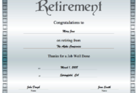 Retirement Certificate Printable Certificate regarding Retirement Certificate Template