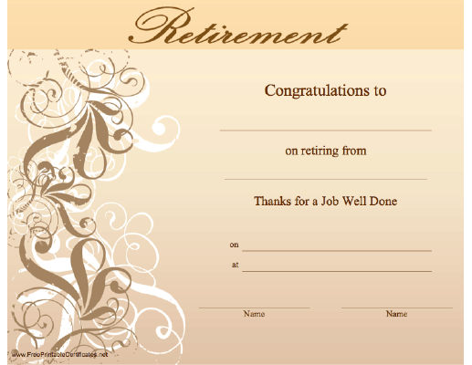 Retirement Certificate Printable Certificate throughout New Retirement Certificate Templates