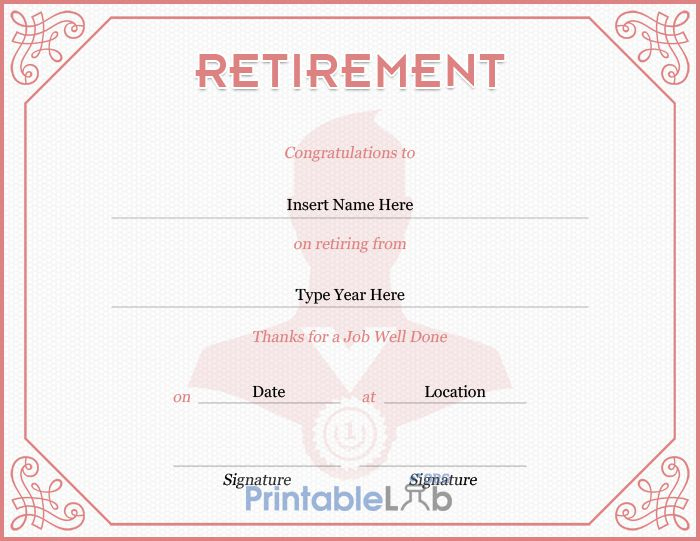 Retirement Certificate Template In Eunry, Your Pink And throughout Free Retirement Certificate Templates For Word