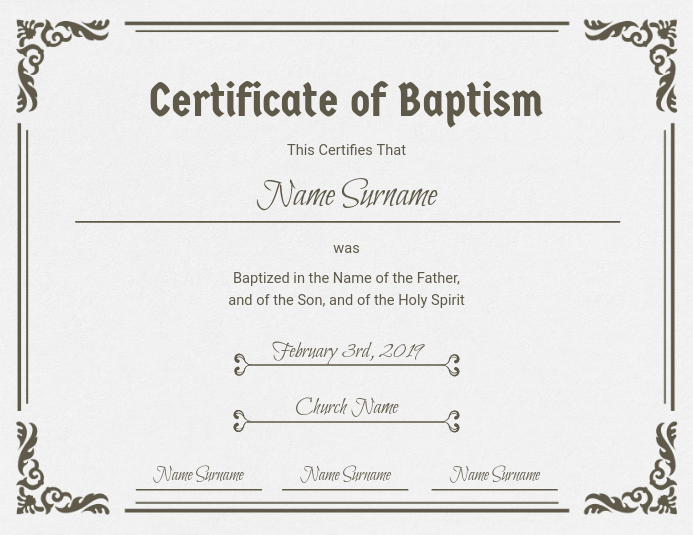 Roman Catholic Baptism Certificate Template (1) - Templates inside New Roman Catholic Baptism Certificate Template