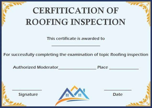 Roof Inspection Certification Template | Certificate inside Unique Roof Certification Template