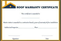Roofing Warranty Certificate Templates Free | Certificate throughout Unique Roof Certification Template
