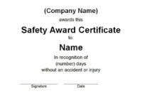 Safety Award Certificate | Free Word Templates Customizable in Safety Recognition Certificate Template