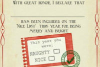 Santa "Nice List" Free Printable Certificate | Christmas intended for New Santas Nice List Certificate Template Free