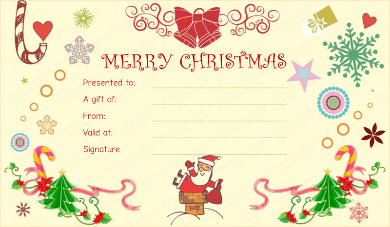 Santaclaus Gift Giving Christmas Gift Certificate in Quality Christmas Gift Templates Free Typable