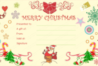 Santaclaus Gift Giving Christmas Gift Certificate with Merry Christmas Gift Certificate Templates