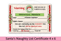 Santas Naughty List Certificate 4 X 6 Inches in Free 9 Naughty List Certificate Templates
