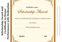 Scholarship Award And Certificate To Honor Performance With in Best 10 Scholarship Award Certificate Editable Templates