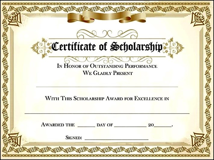 Scholarship Award Certificate within Quality Scholarship Certificate Template Word