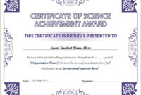 Science Achievement Award Certificates | Word & Excel Templates for Science Achievement Award Certificate Templates
