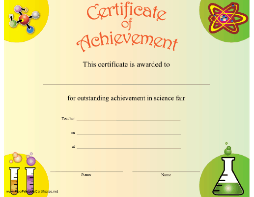 Science Achievement Certificate Printable Certificate with regard to Science Achievement Award Certificate Templates