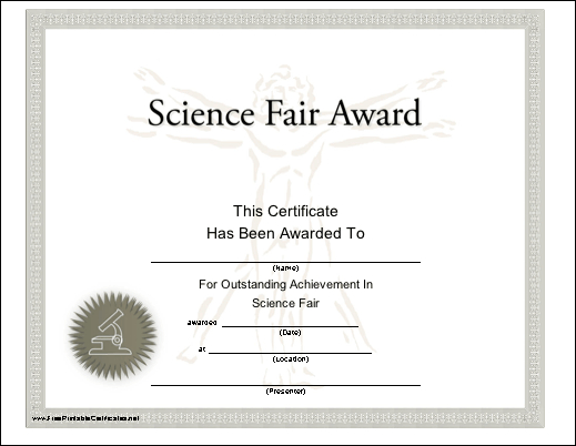 Science Fair Award Printable Certificate | Science Fair with Science Fair Certificate Templates