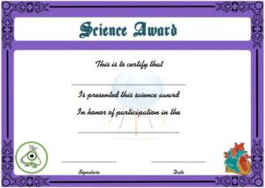 Science Fair Certificates : 14+ Printable Full Color inside Science Achievement Certificate Template Ideas