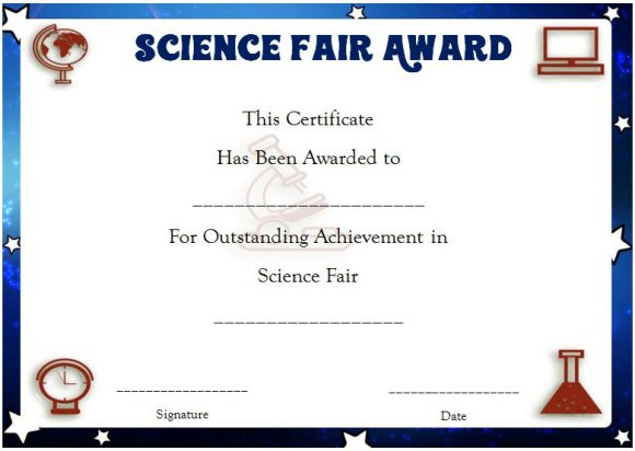 Science Fair Certificates : 14+ Printable Full Color intended for New Science Achievement Certificate Template Ideas