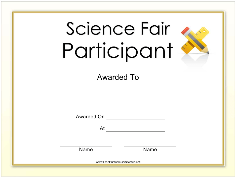 Science Fair Participant Certificate Template Download for Unique Science Fair Certificate Templates