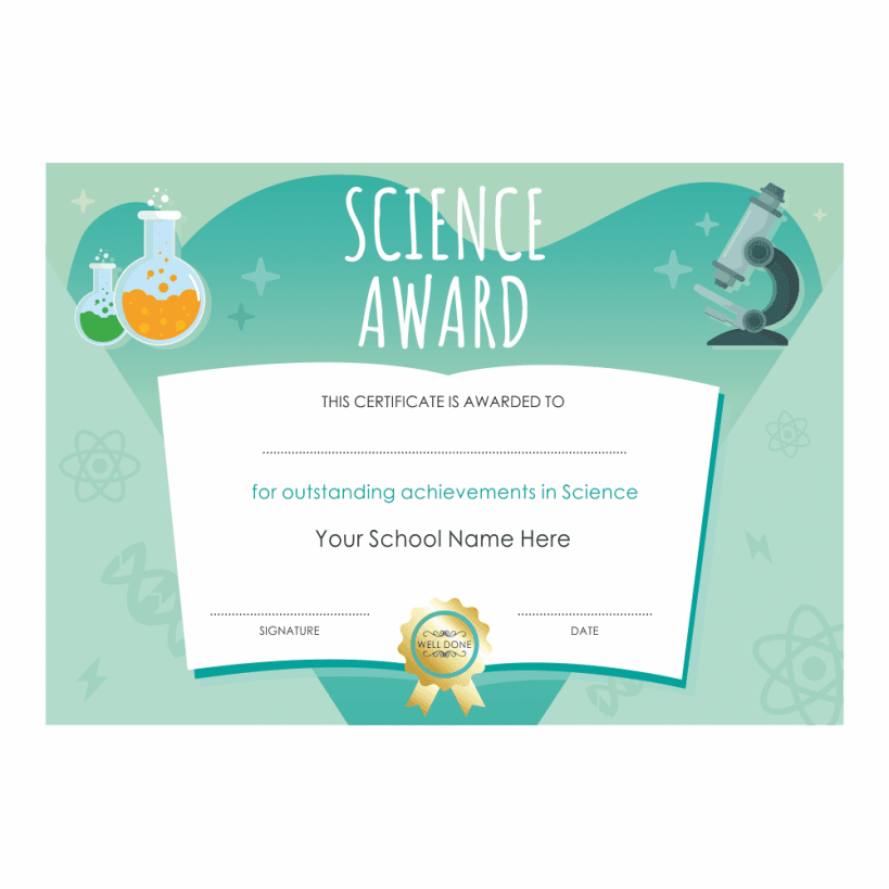 Science Outstanding Achievement Certificates in Outstanding Achievement Certificate