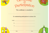 Science Participation Certificate Printable Certificate pertaining to Unique Science Fair Certificate Templates