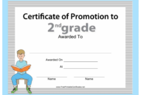 Second Grade Promotion Certificate Template Download with Quality Grade Promotion Certificate Template Printable
