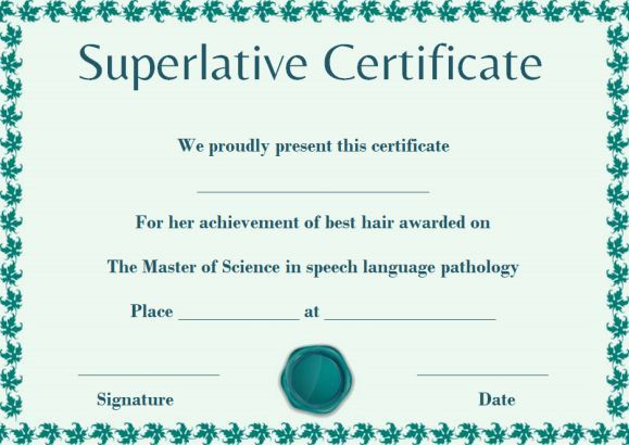 Senior Superlative Certificate Template | Certificate intended for Science Achievement Certificate Template Ideas