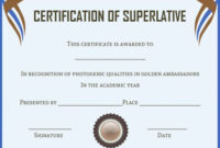 Senior Superlative Certificate Templates | Certificate with Best Superlative Certificate Template
