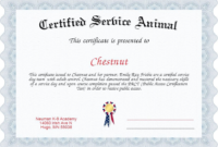 Service Dog Certificate Template (4) | Professional regarding Fresh Service Dog Certificate Template