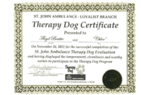 Service Dog Certificate Template (4) – Templates Example intended for New Service Dog Certificate Template