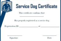 Service Dog Certificate Template Free In 2020 | Service Dogs pertaining to Dog Training Certificate Template Free 10 Best