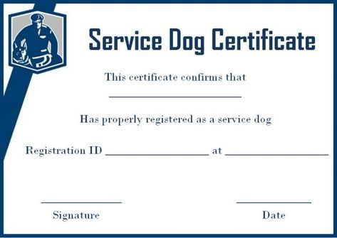 Service Dog Certificate Template Free In 2020 | Service Dogs pertaining to Dog Training Certificate Template Free 10 Best