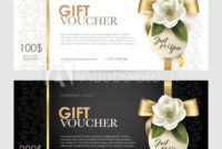 Set Of Luxury Gift Voucher With A Gold Bow, Ribbon And inside Unique Beauty Salon Gift Certificate