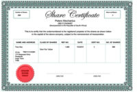 Share Certificate South Africa throughout Shareholding Certificate Template