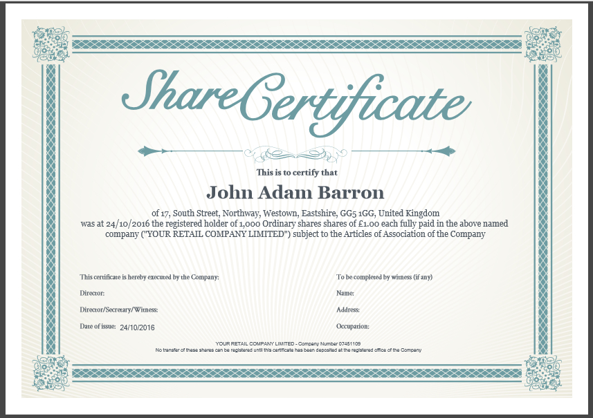 Share Certificate Template Companies House (1) - Templates regarding Quality Blank Share Certificate Template Free