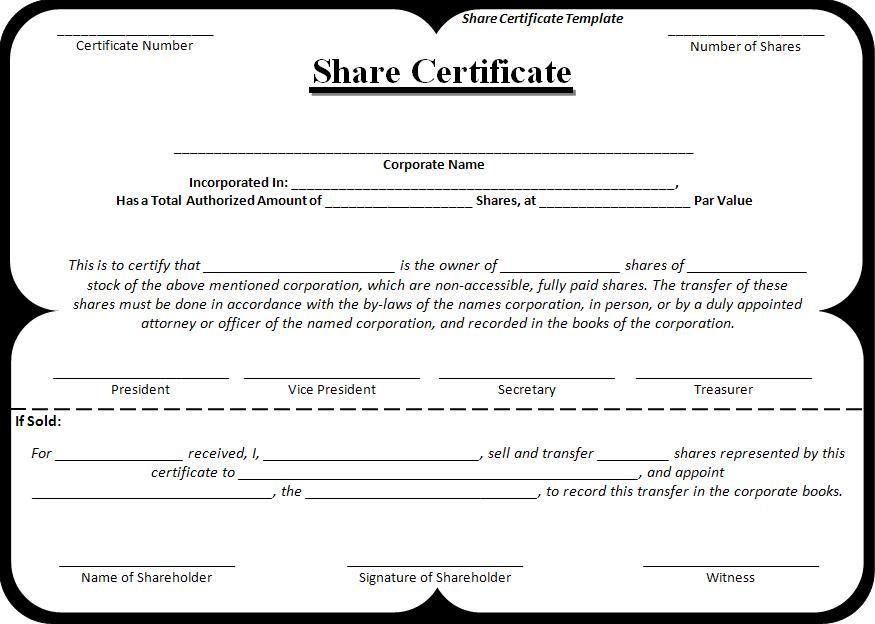 Share-Certificate-Template | Stock Certificates, Certificate throughout New Template Of Share Certificate