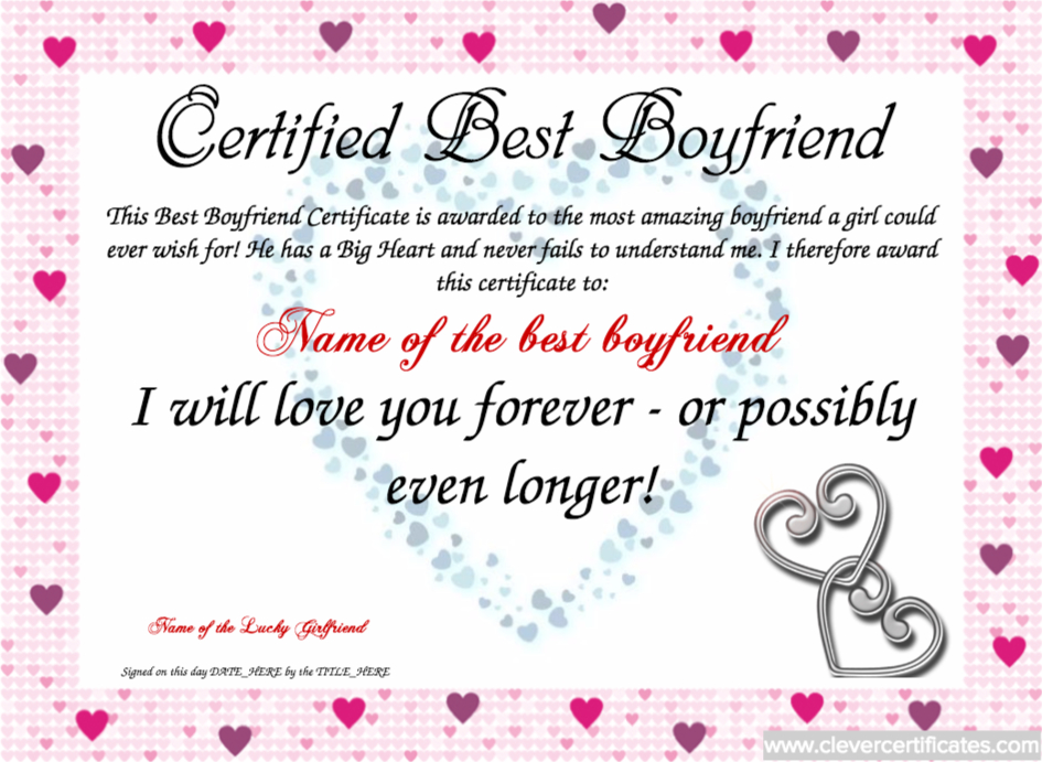 Show Your Boyfriend How Much You Adore Him With A Certified pertaining to Quality Best Girlfriend Certificate 10 Love Templates