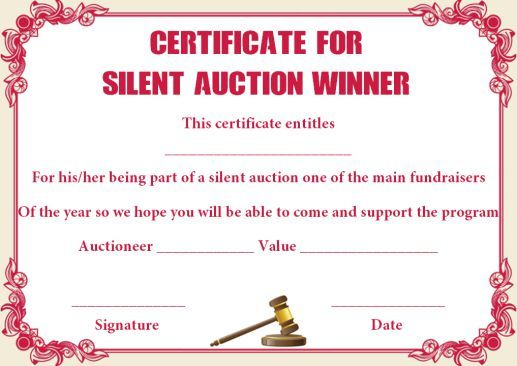 Silent Auction Winner Certificate Template: Explore Best with Best Silent Auction Certificate Template 10 Designs 2019