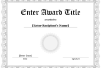Silver Award Seal Certificate Template For Microsoft Word in Quality Microsoft Word Award Certificate Template