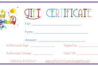Simple Balloons Birthday Gift Certificate Template | Gift within Fresh Happy New Year Certificate Template Free 2019 Ideas