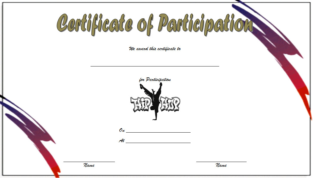 Simple Hip Hop Certificate Template Free (Participation) in New Hip Hop Dance Certificate Templates