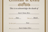 Simple Vertical Death Certificate Template In Potters Clay with regard to Quality Death Certificate Template