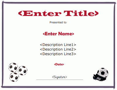 Soccer Certificate Template regarding Soccer Achievement Certificate Template