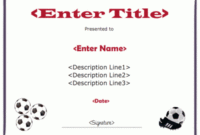 Soccer Certificate Template within Soccer Certificate Template Free