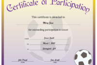 Soccer Participation Certificate Printable Certificate in Soccer Certificate Template Free 21 Ideas