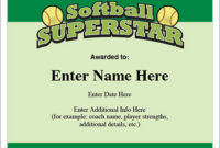 Softball Superstar Certificate – Award Template | Fastpitch in Unique Free Softball Certificate Templates