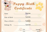 Special Certificates – Puppy Birth Certificate within Unique Puppy Birth Certificate Template