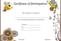 Spelling Bee Certificate Of Partcipation Template in Essay Writing Competition Certificate 9 Designs