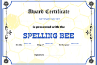 Spelling Bee Certificate Templates For Word | Word & Excel for Spelling Bee Award Certificate Template