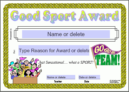 Sports Award Certificate Template | Certificates For for Athletic Award Certificate Template