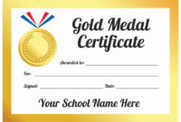 Sports Day Gold Medal Certificates throughout Sports Day Certificate Templates Free