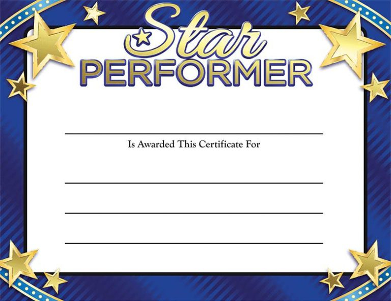 Star Award Certificate Template 5 - Best Templates Ideas For pertaining to Quality Star Performer Certificate Templates