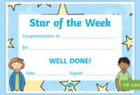 Star Of The Week Decorative Certificate (Teacher Made) inside New Star Of The Week Certificate Template